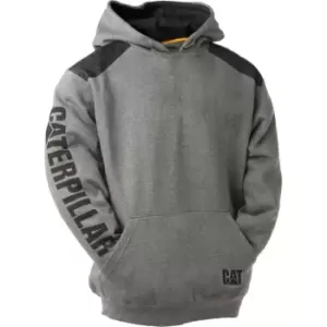 Caterpillar Mens Logo Panel Hooded Sweatshirt Grey M