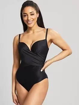 Panache Moulded Plunge Swimsuit - Black, Size 30G, Women