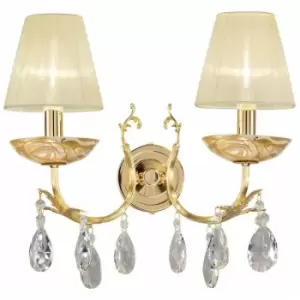 Kolarz Victoria 2 Crystal Candle Wall Lamp 2 Light 24 Carat Gold