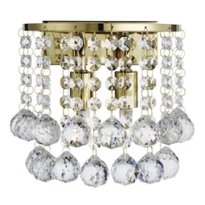 Hanna 2 Light Indoor Wall Light Gold with Crystals, G9