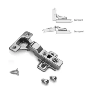 GTV Soft Close Kitchen Clip-on Door Hinge Half Overlay 35mm - with Euro Screw