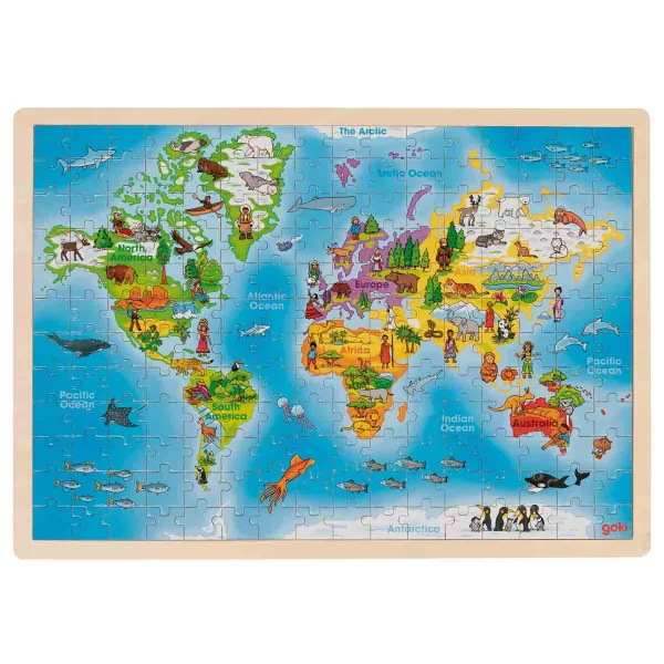 Goki Wooden Giant World Jigsaw Puzzle - 192 Pieces