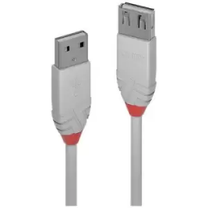 LINDY USB cable USB 2.0 USB-A plug, USB-A socket 1m Grey 36712