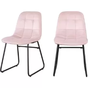 Lukas Chair Pink Dining Chair x2 Velvet Fabric Priced per Pair