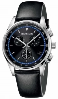 Calvin Klein Completion Black Leather Strap Black Dial Watch