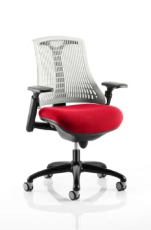 Flex Task Operator Chair Black Frame White Back Bespoke Colour Seat Post Box Red