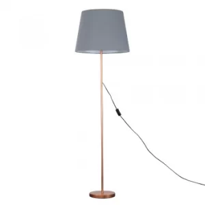 Charlie Copper Floor Lamp with XL Grey Aspen Shade