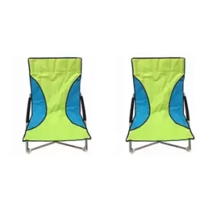 2 Green Nalu Folding Low Seat Beach Chairs