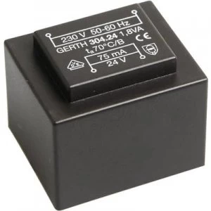 PCB mount transformer 1 x 230 V 2 x 7.50 V AC 1.80 VA 120 mA