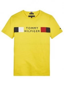 Tommy Hilfiger Boys Short Sleeve Global Stripe T-Shirt - Yellow, Size 6 Years