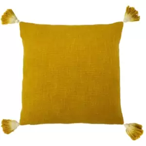 Furn. - Eden Slub Cotton Cushion Ochre - Ochre