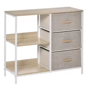 Homcom Chest With 3 Drawers Storage Display Shelves Beige