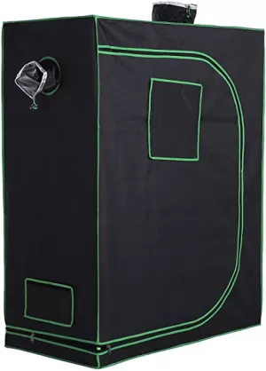 Outsunny 120 x 90 x 200cm Mylar Hydroponic Grow Tent with Adjustable Vents and Floor Tray for Indoor Plant Growing, 600D Oxford Cloth, Black