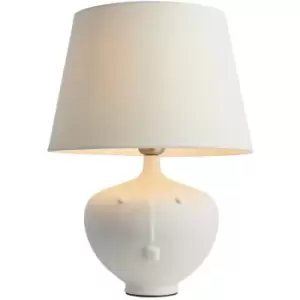 Endon Mrs & Cici Base & Shade Table Lamp Matt White Ceramic & Ivory Linen Mix Fabric