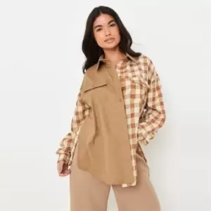 Missguided Spliced Checked Oversized Shirt - Multi