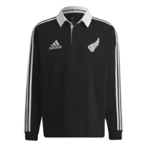 adidas New Zealand All Blacks Longsleeve Home Polo Shirt 2022 2023 Mens - Black