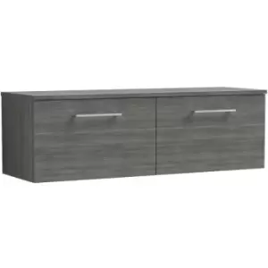 Nuie Arno Anthracite 1200mm Wall Hung 2 Drawer Vanity Unit with Worktop - ARN522W2 - Anthracite