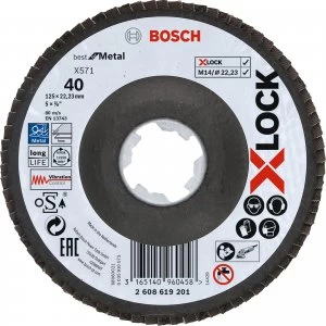 Bosch X Lock Zirconium Abrasive Flap Disc 125mm 40g Pack of 1