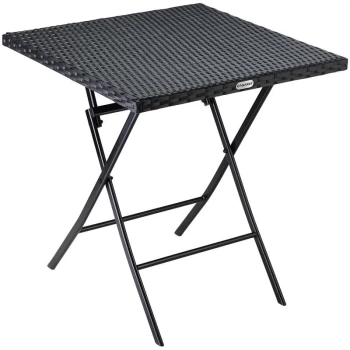 Poly Rattan Folding Table Patio Balcony Garden 63x63x73cm Foldable Side Table Black - Casaria