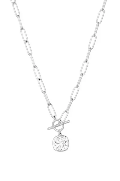 Simply Silver Sterling Silver 925 Cubic Zirconia Pendant Necklace Silver