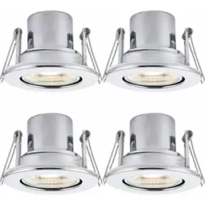 4 PACK Recessed Tiltable Ceiling Downlight - 8.5W Cool White LED Chrome Plate