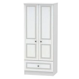 Robert Dyas Loxley Ready Assembled 2-Door Wardrobe with Drawer -White