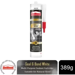 Seal & Bond Sealant Cartridge Multi Purpose Adhesive White, 389g - Unibond