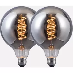 Harper Living 4 Watts G125 E27 LED Bulb Smoked Globe Warm White Dimmable, Pack of 2