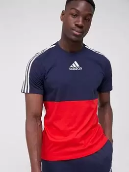 adidas Colourblock T-Shirt - Navy/Red/White, Navy/Red/White, Size S, Men