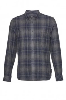 Mens French Connection Classic Flannel Check Shirt Urban Grey