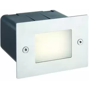 Loops - IP44 LED Half Brick Light Stainless Steel & Plain Frosted Glass 2W Cool White