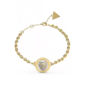 Heart Cage Mini Heart White Coin Gold Bracelet UBB03108YGWHL