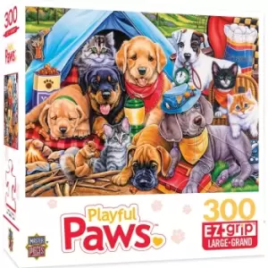 Masterpieces Puzzle Playful Paws Camping Buddies Ez Grip Puzzle 300 piece jigsaw puzzle