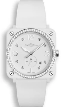 Bell & Ross Watch White Ceramic Quartz Diamond