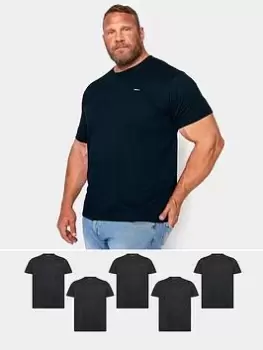 BadRhino Black 5 Pack T-Shirts, Black, Size 5-6Xl, Men