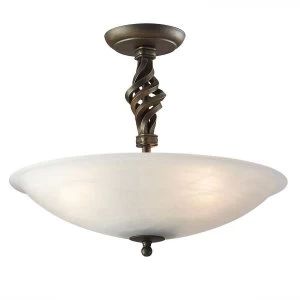 3 Light Semi Flush Ceiling Light Black, Gold, E14