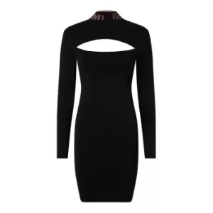 Calvin Klein Jeans Logo Intarsia Cut Out Dress - Black