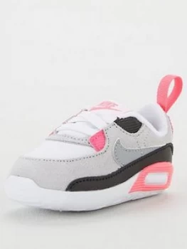 Nike Max 90 Crib Shoe, White/Grey/Pink, Size 2