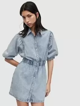 Allsaints Osa Denim Mini Dress - Light Indigo Blue