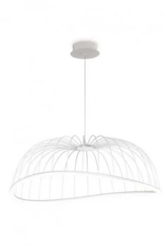 Caged Ceiling Pendant 81cm Round, 40W LED, 3000K, 2800lm, White