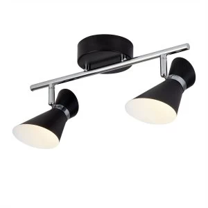 LED 2 Light Double Spotlight Bar Chrome, Matt Black