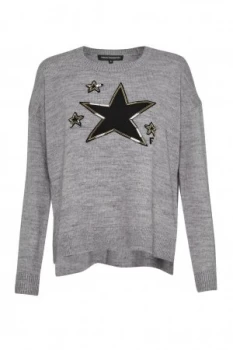 French Connection Lucky Star Knits Crew Neck Jumper Grey