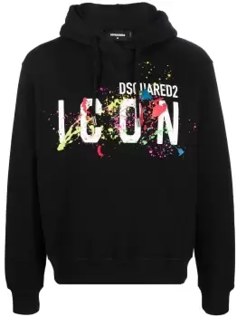 DSQUARED2 Icon Splatter Hoodie Black