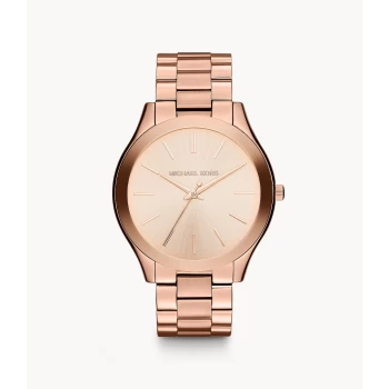 Michael Kors Womens Rose Gold-Tone Slim Runway Watch - Rose Gold