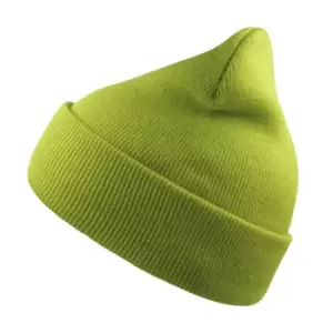 Atlantis Wind Double Skin Beanie With Turn Up (One Size) (Lime)