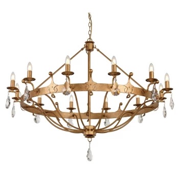 Windsor 12 Light Pendant Chandelier - Gold Patina