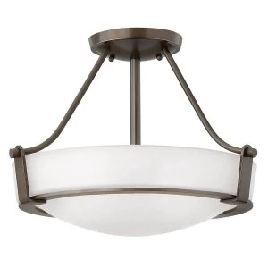 3 Light Small Semi Flush Ceiling Light Bronze, E27