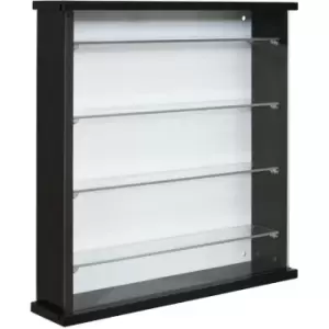 Watsons - exhibit - Wood 4 Shelf Glass Wall Display Cabinet - Black - Black