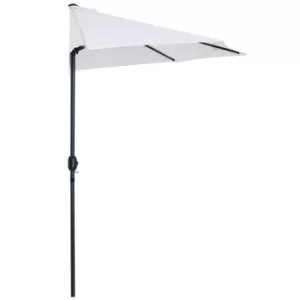 Outsunny 3m Half Round Umbrella Parasol-White