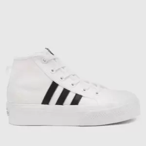 Adidas White & Black Nizza Platform Mid Junior Trainers